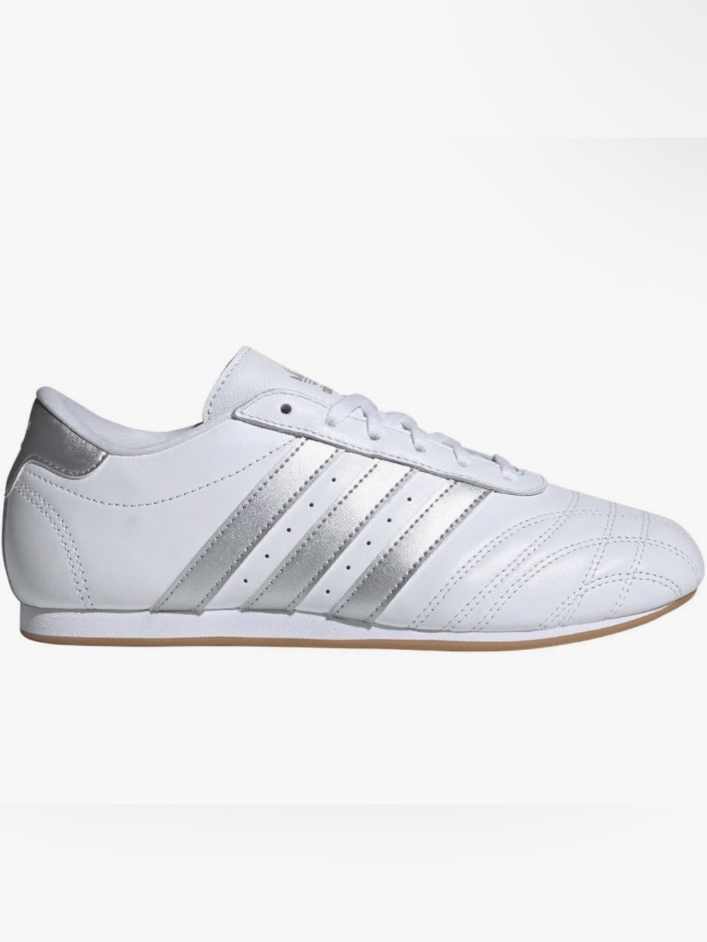 adidas Taekwondo White and silver Leather Sneakers with Gum Outsole
